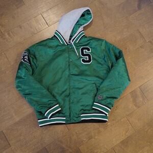 Harry Potter Slytherin Long Sleeve Varsity Hooded Jacket Green Mens Size Large